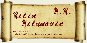 Milin Milunović vizit kartica